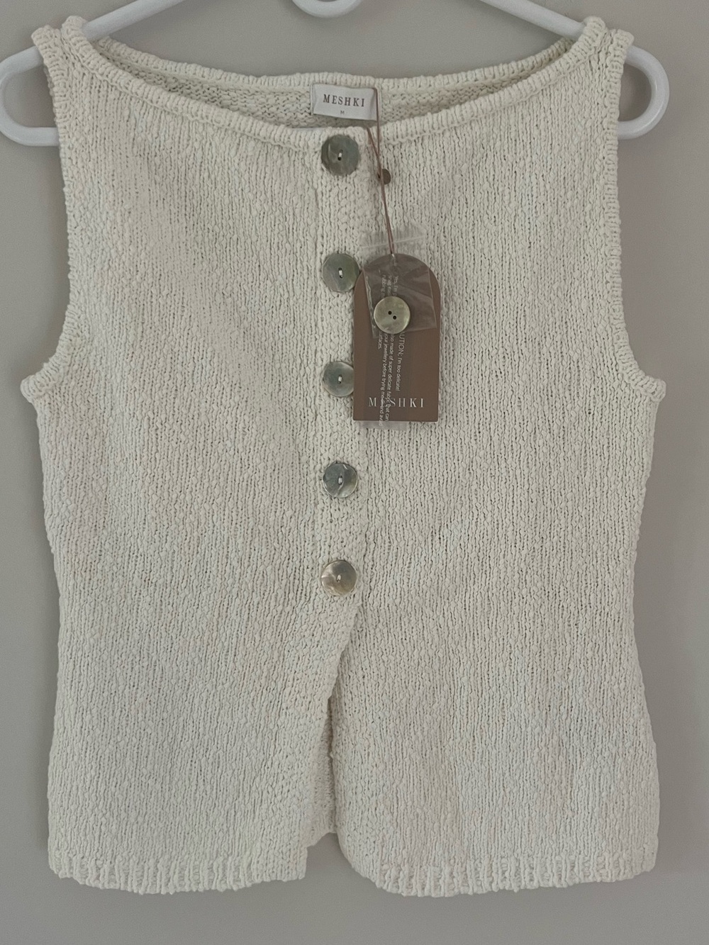 NWT MESHKI Mackie Boucle Longline Vest, White, Medium - Picture 2 of 7